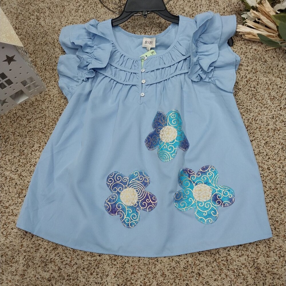 3634 Size Small BiBi Upcycled Ruffel Top.NWOT - Picture 1 of 6